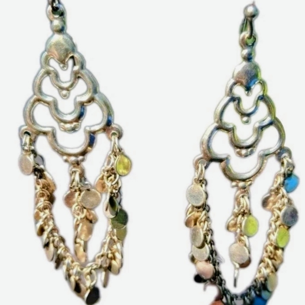 Chandelier Dangle Earrings Silver Tone